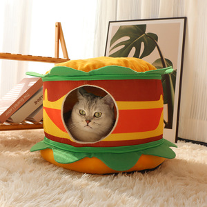 Nueva Cama Universal de Algodón para Mascotas, Tipo Hamburguesa, Cerrada y Cálida, con Cierre de Empuje, Villa para Gatos, Colchoneta para Gatitos - Product Image 4