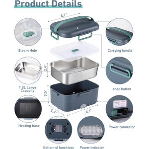 Offre Spéciale <span class=keywords><strong>Amazon</strong></span>, Boîte Repas Chauffante Électrique Portable en Acier Inoxydable, Réchauffe-Plat pour Voiture et Maison, Vente en <span class=keywords><strong>Gros</strong></span> - Product Image 4