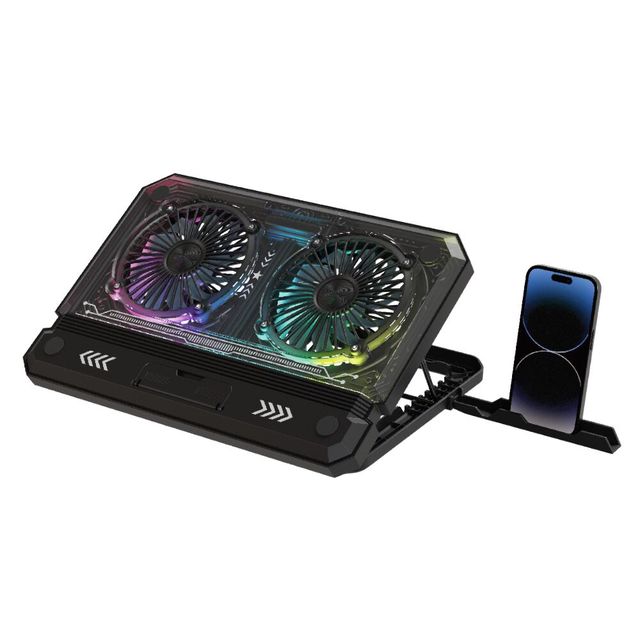 Great Roc 2024 Newest OEM Logo Laptop Cooling Pad Transparent Notebook Cooler Stand with RGB Light for Gaming Lover