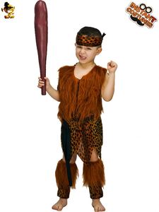 Disfraz de hombre cavernícola para niño, mono sin mangas con cuello redondo y estampado animal, con diadema y muñequeras, cosplay - Product Image 6