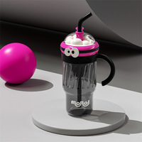 Bouteille d'eau portable en plastique pour crème glacée 1200ML avec poignée, paille et filtre pour séparation thé/eau