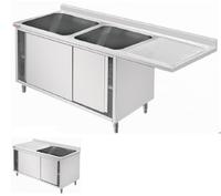 Évier de cuisine commercial en acier inoxydable à cuve unique, taille personnalisée, avec robinet monotrou, pour cuisine japonaise