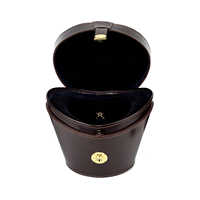 Boîte de rangement rigide de luxe en cuir pour chapeau de cowboy avec doublure en velours de marque, poignée et serrure à clé, sac de voyage pour chapeau