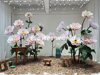 Fleur de lotus en tissu de soie artificielle, sur pied, taille personnalisée, 10 couleurs, décoration pour mariage, remise de diplôme, Pâques, fête