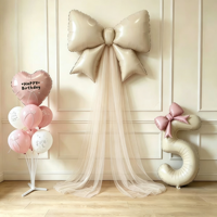 Décorations de fête d'anniversaire pour filles : Colonne de ballons en tulle et nœuds en fil, idéale pour la décoration de fête d'anniversaire