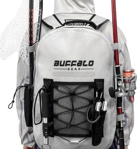 Échantillon gratuit : Sac à dos de pêche avec porte-cannes, housse de pluie imperméable, grand sac à dos avec porte-bouteille pour l'équipement - Product Image 1