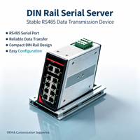 Serveur série 1 port DIN-Rail, passerelle RS485 vers Modbus TCP, COM virtuel et mode transparent, 12-24V DC