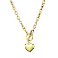 Cadena de Acero Inoxidable Resistente a la Decoloración con Hebilla Chapada en Oro de 18K, Collar con Forma de Corazón, Cadena Cruzada, Collar con Colgante de Corazón para