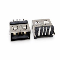 Prise USB 2.0 Type A Femelle à Angle Droit 4 Broches pour Montage sur PCB, Jack 3A Plaqué Or, LCP UL94V-0, Receptacle pour Assemblage de PCB