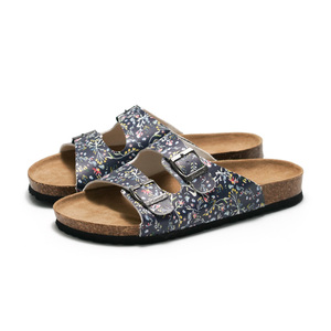 Sandalias planas estampadas con correa <span class=keywords><strong>de</strong></span> doble hebilla para mujer, zapatos <span class=keywords><strong>de</strong></span> corcho <span class=keywords><strong>de</strong></span> alta calidad - Product Image 2