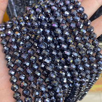 Perles en hématite noire naturelle, de 8mm, à facettes, pour la fabrication de bijoux, vente en gros