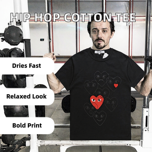 T-shirt en jersey pour homme, 100% coton, 250gsm-300gsm, style hip-hop, confortable, respirant, coupe classique, décontracté, avec impression à l'écran - Product Image 2