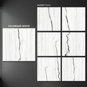 Azulejos de Porcelana Esmaltada de Alto Brillo Colorado Blanco 800x800mm, Inspirados en Granito, para Pisos Contemporáneos - Product Image 1