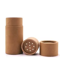 Tube en papier kraft rond personnalisé pour aliments, contenant de poudre libre avec tamis, boîte à sel de bain et épices avec couvercle doseur