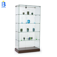 Schwarze Abschließbare Glasvitrine mit Verstellbaren Regalen Zigaretten- und Tabakausstellungsschrank für Rauchershops