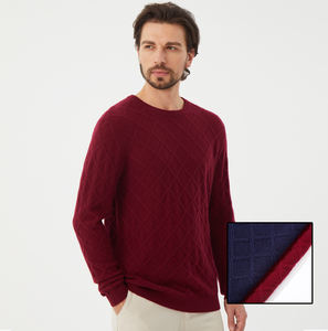 Maglioni girocollo in maglia di colore solido 2025 di vendita caldo 90% lana Merino 10% maglioni di diamanti in Cashmere per uomini d'affari - Product Image 1