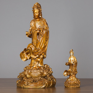 Copper World Guanyin Buddha Statue Bronze Handmade Standing Figure Home Decoration Gift for Housewarming Business Gifts - Product Image 1