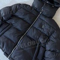 Vente en gros de manteau bombardier noir en duvet avec patchs brodés pour hommes veste bouffante d'hiver avec capuche