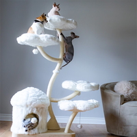 Torre para Gatos Moderna y Lujosa, Árbol para Gatos Grande de Madera, Diseño Floral Colorido, Rascador, Estructura para Escalar, Hecho de Sisal, Viene en Embalaje de Cartón