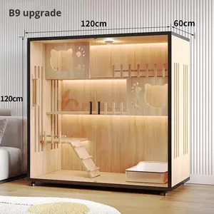 Castillo Villa de <span class=keywords><strong>Madera</strong></span> Maciza para Gatos Estilo Exterior <span class=keywords><strong>Jaula</strong></span> para Mascotas con Nido de Cierre de Botón y Gabinete Casa para Mascotas de Calidad - Product Image 3