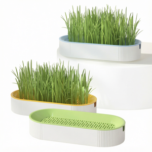 Jardinière à herbe pour chat, boîte à graines hydroponique, plateau de culture d'herbe verte portable pour chien et chat, pour usage intérieur - Product Image 1