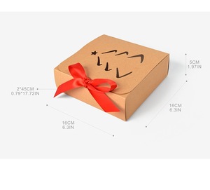 Scatola di carta Kraft pieghevole con chiusura a nastro scatola di imballaggio regalo di Natale quadrato di nuovo Design vuoto - Product Image 6