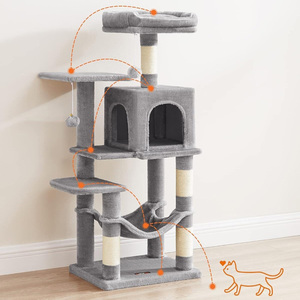Torre para Gatos con Hamaca, Árbol para Gatos de Madera de Varios Niveles con <span class=keywords><strong>4</strong></span> Postes para Rascar y 2 Plataformas - Product Image 2