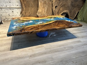 Mesa de Centro Decorativa de Madera Sólida de Lujo con Resina Epoxi, Precio Económico, Color Personalizable - Product Image 5