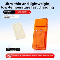Banco de Energía Inalámbrico Magnético de 10000 mAh con Logotipo Personalizado, Cargador Portátil de Carga Rápida de 22.5 W con Soporte para Teléfono y Cable USB-C