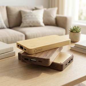 Chargeur portable en bois <span class=keywords><strong>6000</strong></span> 8000mAh, noyer, bambou, érable, avec port USB-C, Powerbank - Product Image 2