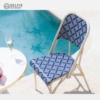 Chaise de bistrot d'extérieur moderne en aluminium, PVC et Textilène, légère, empilable, imperméable et écologique pour école, villa, atelier