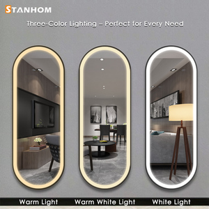Gương trang điểm gắn tường STANHOM CE UKCA RoHs dành cho tiệm làm tóc, salon tóc, khung vàng đen, gương bạc có đèn LED - Product Image 5