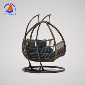 Chaise double Egg Style européen pour salon extérieur Rotin Oeuf de jardin Chaise balançoire suspendue avec support - Product Image 6