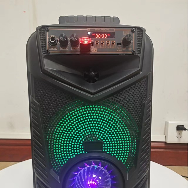 NDR 8-inch Portable for BT Battery USB Speaker RGB LED Wireless TWS Microphone for Outdoor Square Dance KTV Other Activities