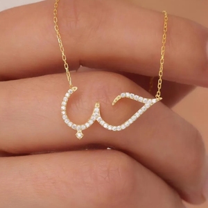 Alla moda oro 18k placcato in arabe <span class=keywords><strong>Love</strong></span> <span class=keywords><strong>Love</strong></span> ciondolo collana arabica simbolo d'amore arabica gioielli d'amore CZ collana di pietra regalo per lei - Product Image 5