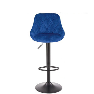 <span class=keywords><strong>Chaise</strong></span> <span class=keywords><strong>de</strong></span> <span class=keywords><strong>bar</strong></span> pivotante en velours rembourrée bleue à dossier bas populaire avec repose-pieds <span class=keywords><strong>noir</strong></span> disponible en usine - Product Image 2