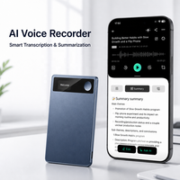 Enregistreur vocal IA intégré avec 5 micros, dispositif d'enregistrement de conversations téléphoniques magnétique ultra-fin de 4 mm, prend en charge la transcription et la résumation IA