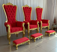 Chaise de mariage de luxe style trône royal, en bois massif et cuir, dossier haut, design moderne, pour événements et usage commercial