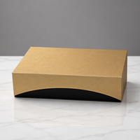 Boîte rigide à rabat magnétique noir et or avec insert en mousse à 3 compartiments, emballage cadeau de luxe