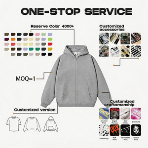 Custom Zip up <strong>Men</strong> <strong>s</strong> Tracksuit Set Oversized Streetwear <strong>Work</strong> Shirts with logo <strong>Mens</strong> Vintage Distressed Embroidery MOQ 1 <strong>Hoodie</strong> - Product Image 4