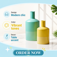Set Vas Keramik Dua Warna Modern 4 Buah, Vas Bunga Dekoratif Warna-warni Matte untuk Rumah, Ruang Tamu, Pernikahan, Hiasan Meja, Hadiah