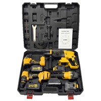 Kit Combinado Profesional de 4 Herramientas Inalámbricas de 21V, Amoladora Angular, Taladro Percutor, Llave de Impacto, Compatible con Batería Makita de 18V
