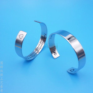 C-Shaped Stainless Steel Bracelets Custom <b>Engraved</b> Couple Jewelry Durable Geometric Design For Wristbands - Product Image 1