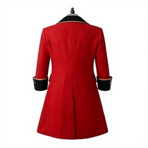 Red Winter Waterproof Woolen Button Medieval Cosplay <b>Coat</b> Men Gothic Victorian Steampunk Costume Style Party Performance Outfit - Product Image 2