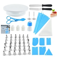 Kit de décoration de gâteaux 66 pièces Bestseller : Plateau tournant, douilles, outils de pâtisserie, poches à douille, stylos – Acier inoxydable