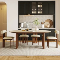 Nordischer Stil Hotel-Restaurant Walnussfarbener Ovaler Esstisch Esszimmer-Möbel Holzrahmen Esstisch und 6 Stühle