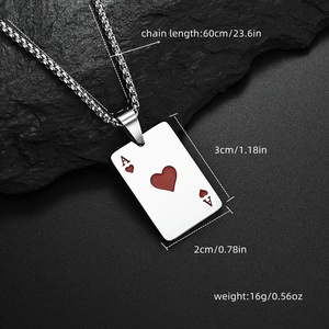 <span class=keywords><strong>Collana</strong></span> da <span class=keywords><strong>Uomo</strong></span> alla Moda con Ciondolo a Forma di Carte da Poker in Acciaio Inossidabile, Catena Personalizzabile con Nome in Stile Hip-Hop - Product Image 5