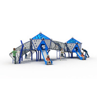 Équipement de terrain de jeu extérieur commercial en panneaux PE, centre de jeux pour enfants avec toboggan en plastique et maisonnette, fabricant sur mesure