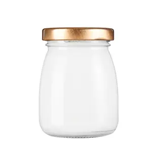 Mini sữa chua sữa Jar chai 50ml 100ml 200ml bánh thủy tinh lọ thủy tinh bán buôn với nắp kim loại