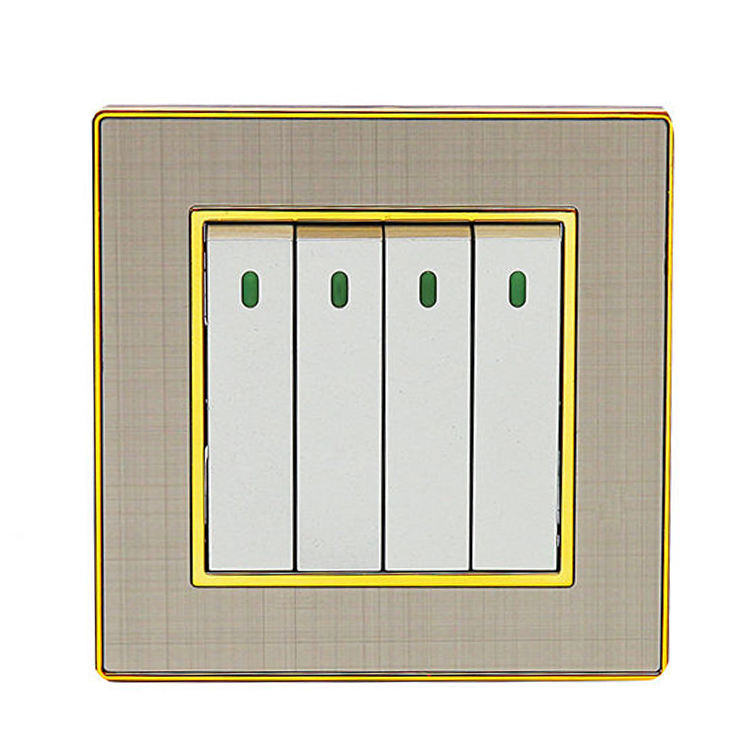 Wholesale OEM UK Standard 10A Metal Light Wall Switch 1/2/3/4 Gang Wall Light Switch for Home